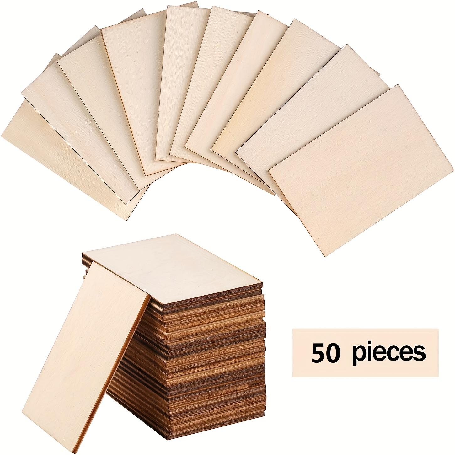 

50pcs 5x7.6cm 2x3inch Wood Chips Rectangular Blank Pointed Corner Wood Chips For Diy Art Craft Projects