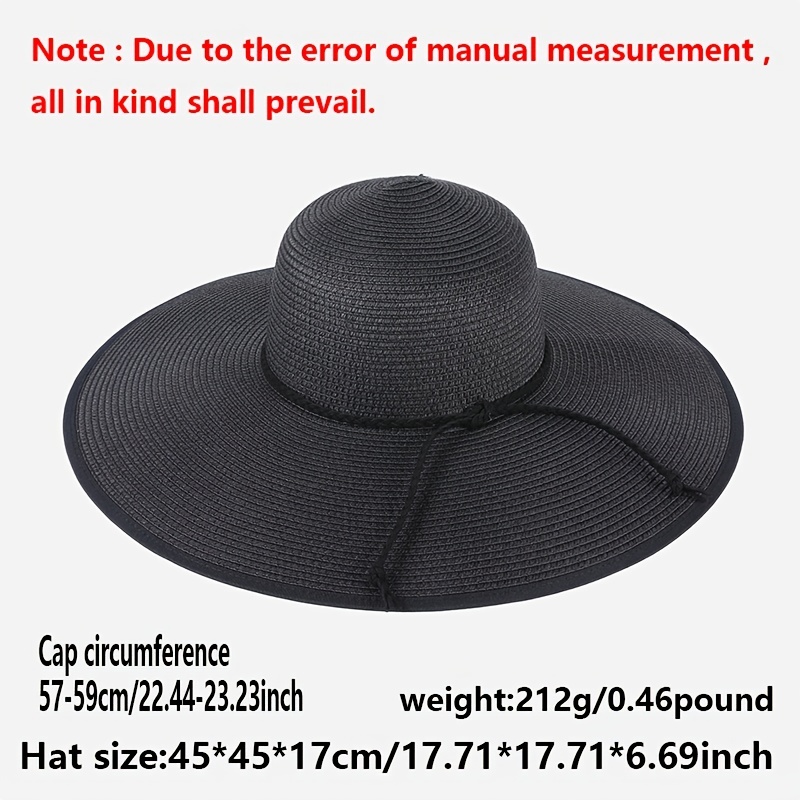 Wide Brim Sunscreen Visor Hat Solid Color Breathable Straw Hat, Women Outdoor Travel Cool Beach Hat, Versatile Elegant Accessories,Temu