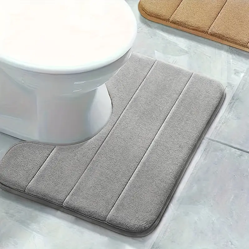 Thick Memory Foam Toilet Bath Mat, U-shaped Soft And Comfortable