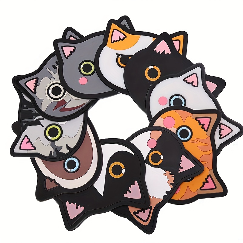 Cute Cat Silicone Coaster Kawaii Animal Shaped Insulated - Temu