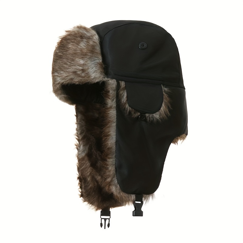 unisex Winter Trapper Hat Warm Plush Lined Multi Purpose Bomber Hat Windproof Style Warm Hat Thermal Faux Fur Hats with Full Face Ear Flaps for