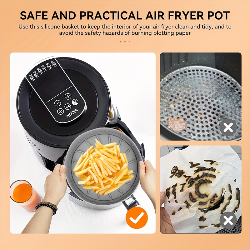 2pcs Air Fryer Silicone Liners 8 Inch For Air Fryer Basket Silicone Air  Fryer Liners Reusable Silicone Air Fryer Liners Kitchen Baking Tools - Home  & Kitchen - Temu