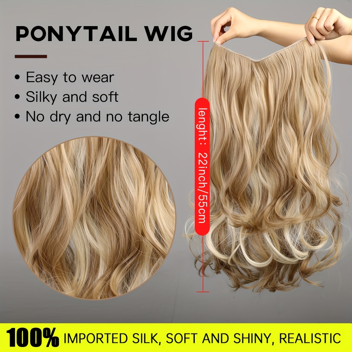 4clips Long Wavy Hair Pieces Synthetic Fishing Line Hair Temu