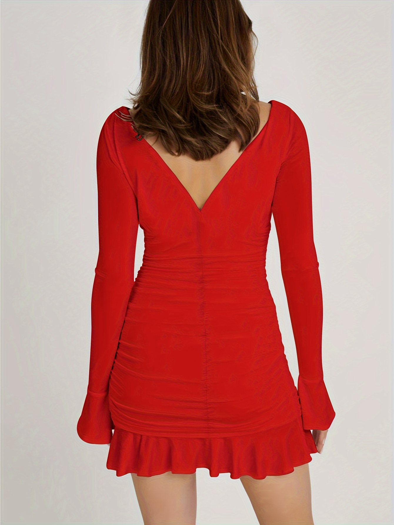 Plunging Neck Backless Mini Dress