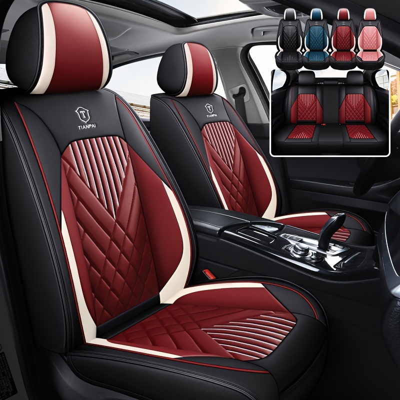 Housses de siège d'auto universelles rouge noir - Coussin de siège auto de  style sportif, ensemble de 9 pièces