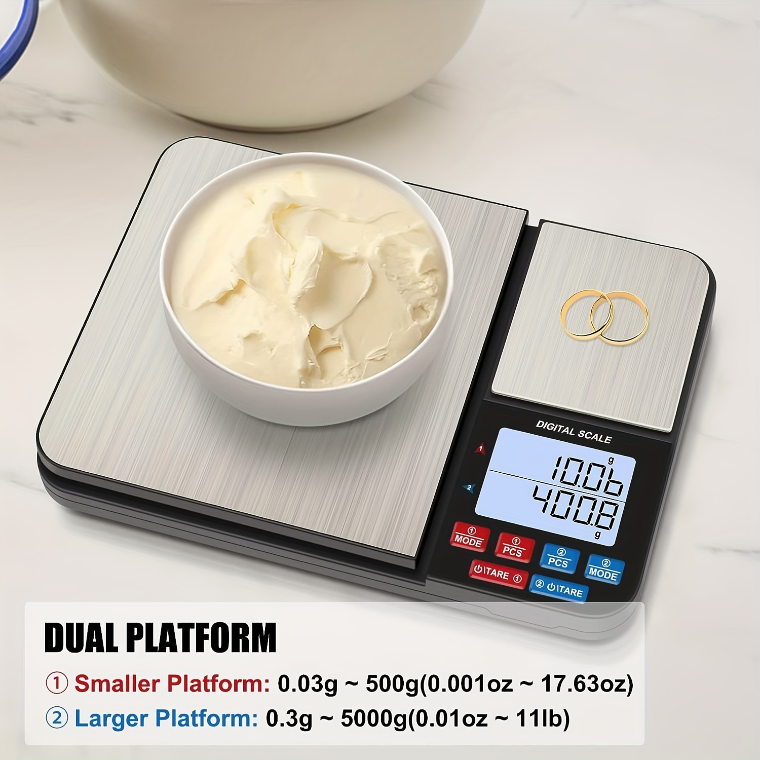 Food Scale, Dual Platform Food Scale, Digital Kitchen Scale, Grams