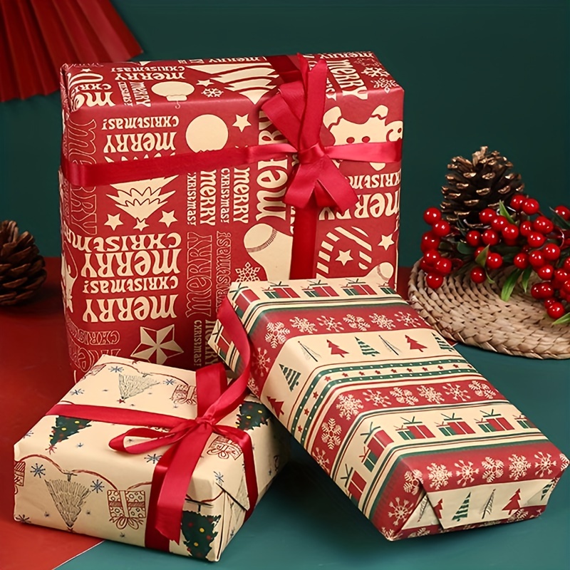 5 Feuilles, Papier D'emballage De Cadeau De Noël, Arbre De Noël