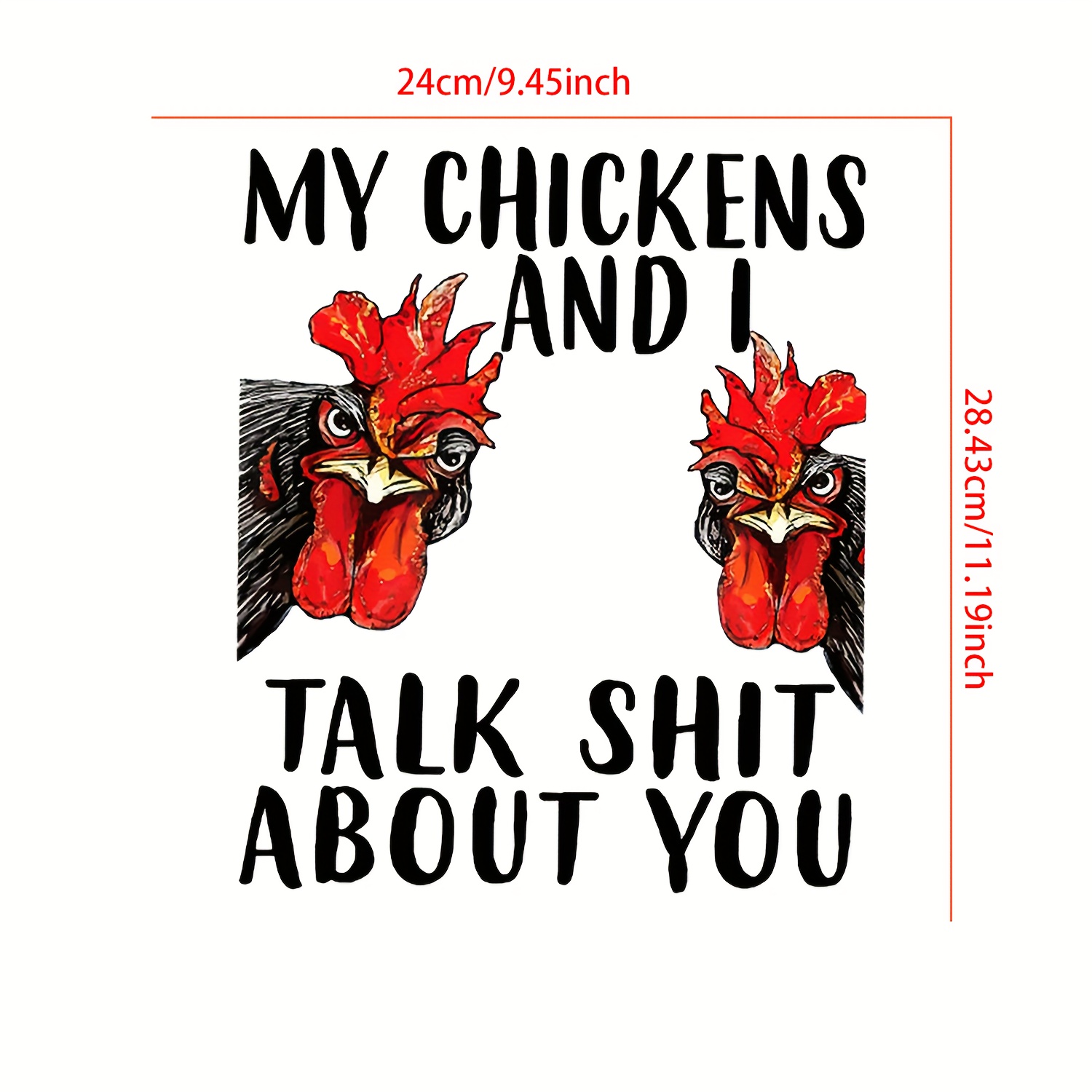 Funny Rooster Print Pattern Heat Transfer Stickers Fashion - Temu