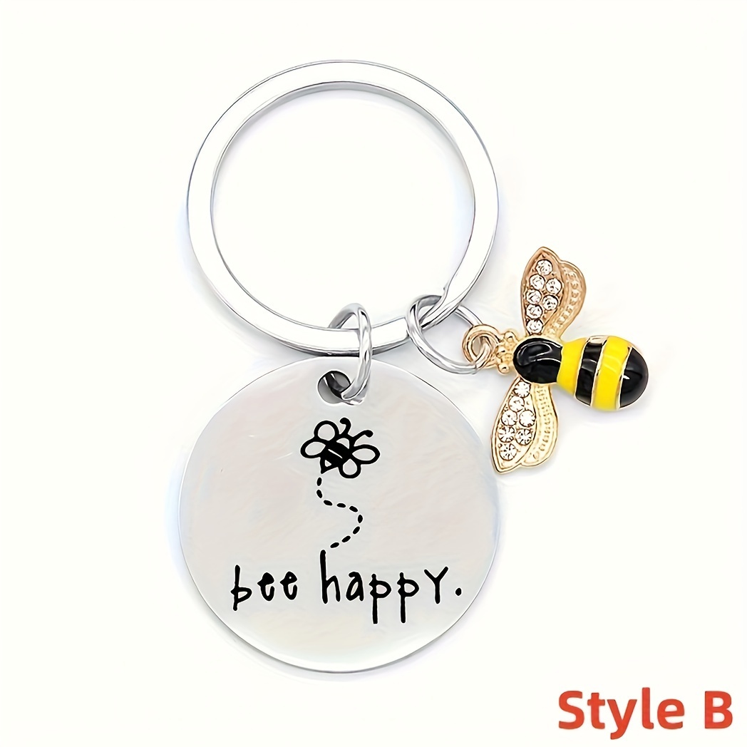 1pc, New Small Bee Keychain Thank You Gift for Women Teacher Christmas Valentine's Day Gift Thanksgiving Christmas Party Key Ring Gift,Temu