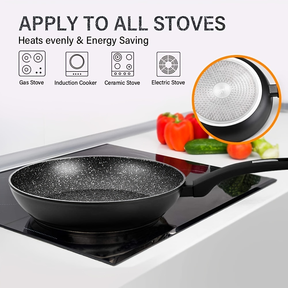 Csk Frying Pan Non Stick, Maifan Fry Pan With Glass Lid Marble Stone  Non-stick Coating, Pfoa Free Suitable For All Stoves - Temu