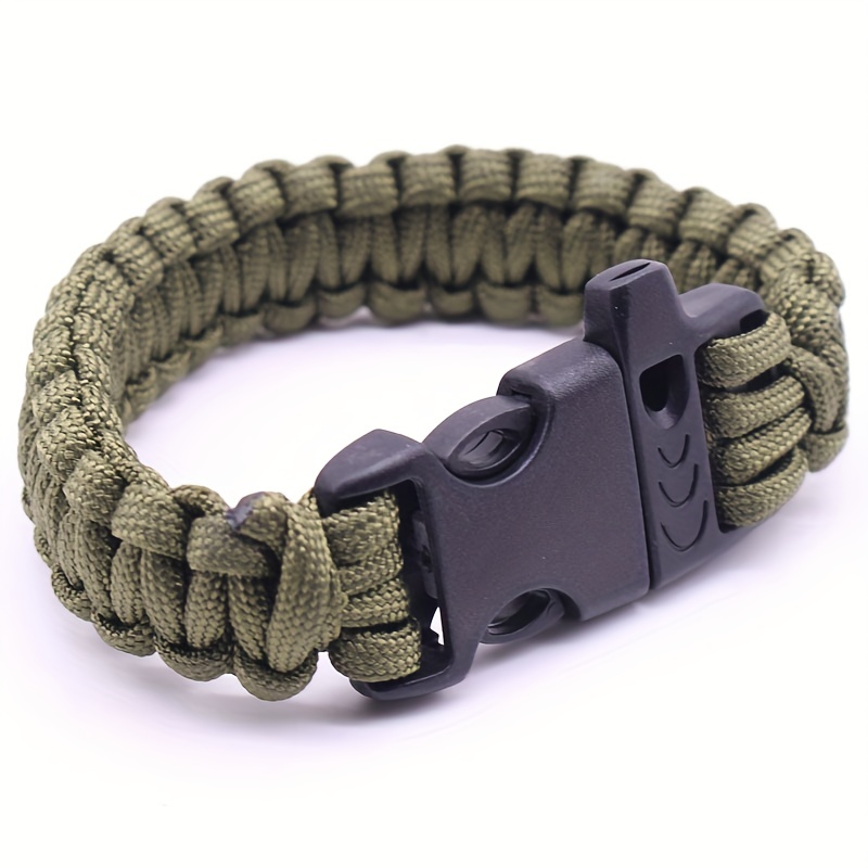 1 Pc Survival Paracord Bracelet With Snap Buckle, Tactical Outdoor Wraps Emergency Cord Rope For Hiking Camping Outdoor Sports