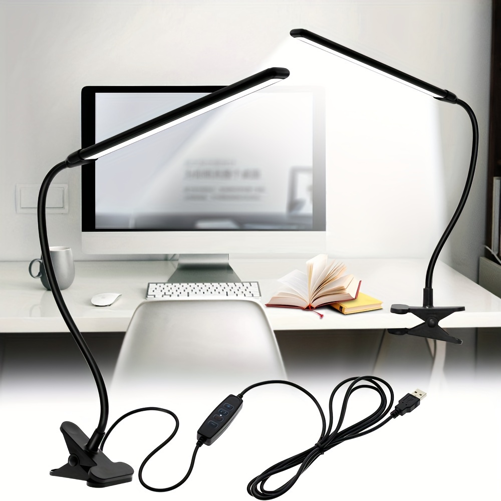 Lampe de bureau LED avec pince, lampe de table USB pour étude, bureau, 10  niveaux de luminosité réglables : : Luminaires et Éclairage