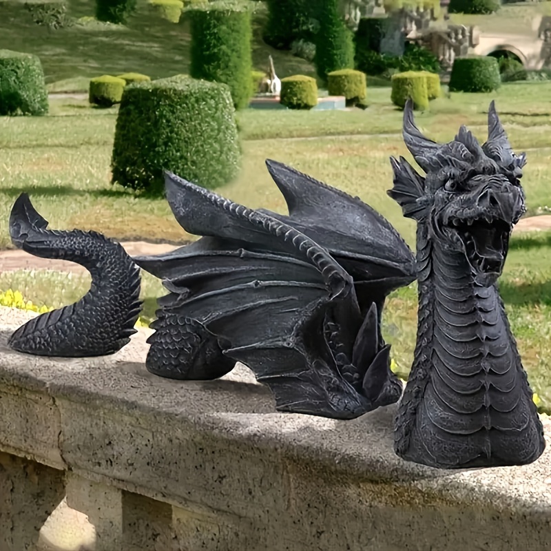 Horned Dragon Wall Sculpture Polyresin Grey Stone Gothic - Temu Japan