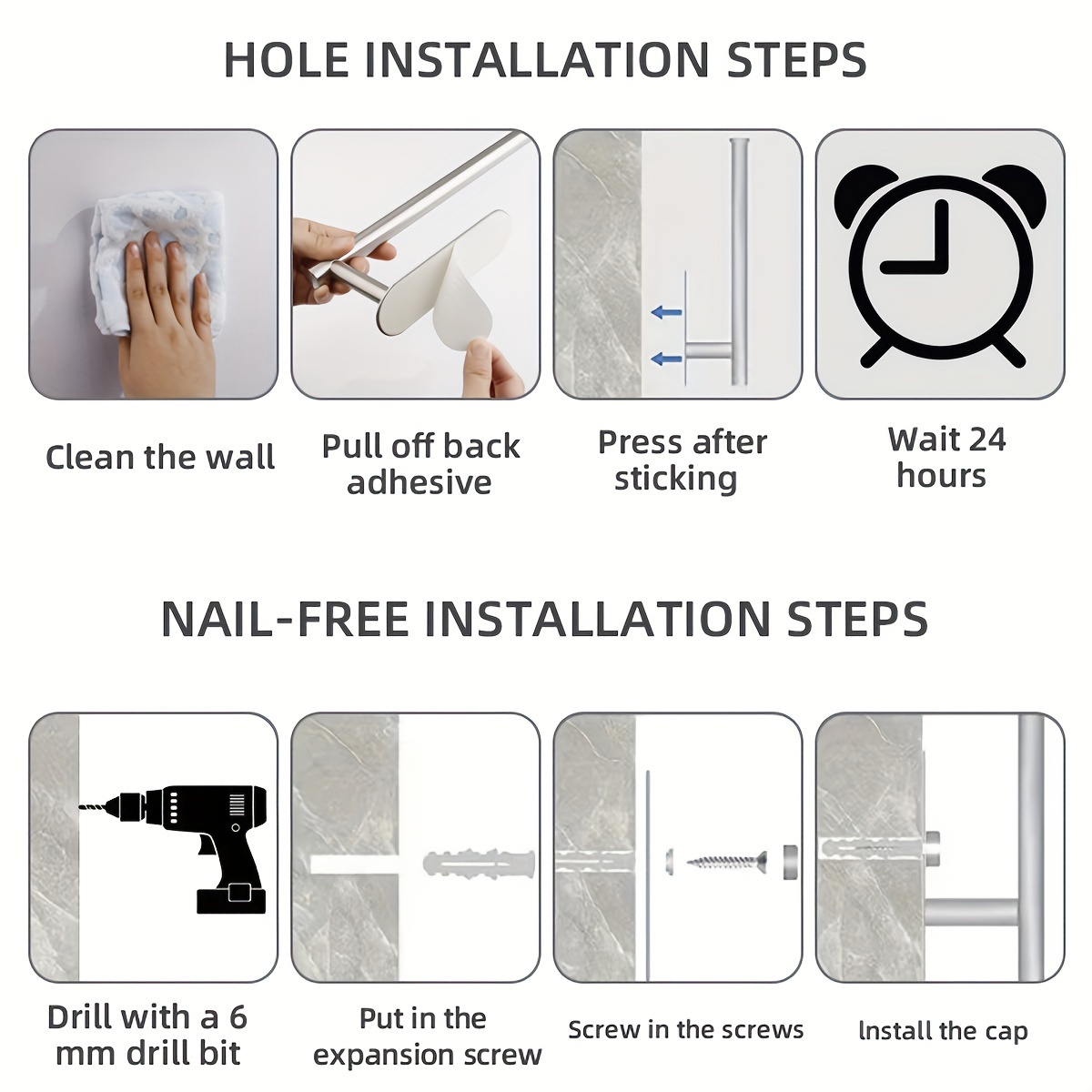 Paper Towel Holder Vertical & Horizontal/ Self Adhesive Or Screws Wall  Mount New