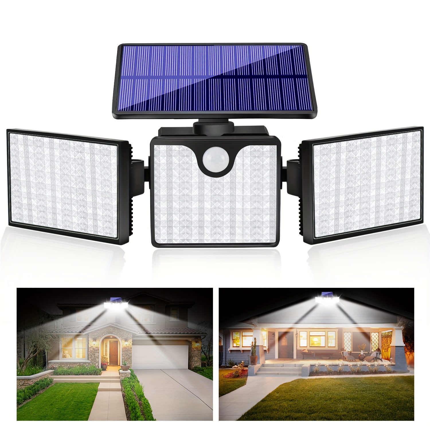 Luces exteriores con sensor de movimiento, 3 modos de iluminación para  porche, lámpara de pared exterior del anochecer al amanecer, linterna