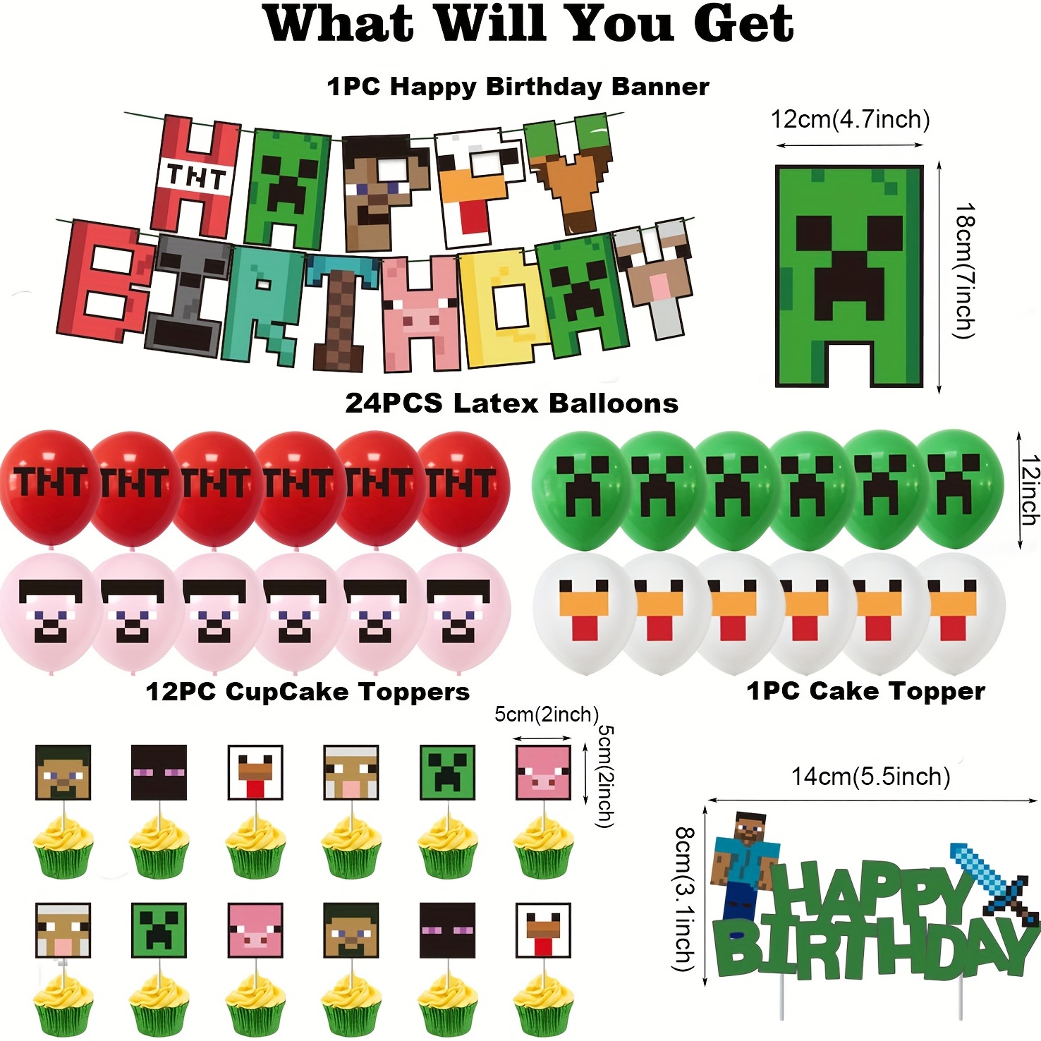 Minecraft Gioco a tema Forniture per compleanno Festa Palloncini Bandiera  Banner Decorazione Kit