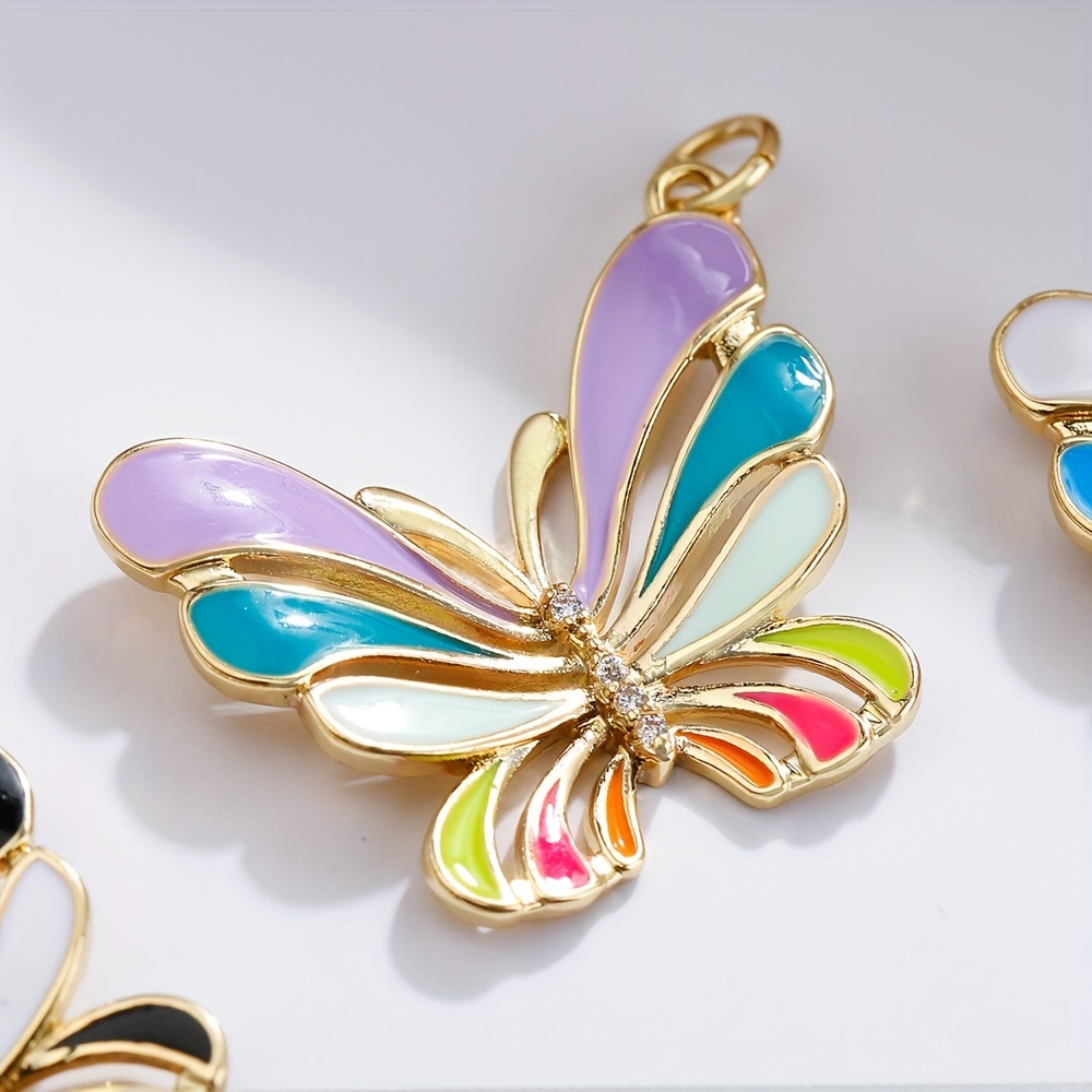 5 Colors Shining Exquisite Butterfly Design Alloy Enamel - Temu