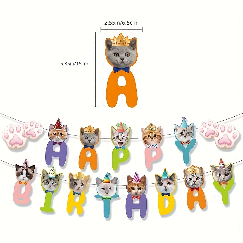 Super Kitties Party Decorations, Cartoon Hero Cat Birthday Party Supplies  Include Happy Birthday Banner, Balloons, Cupcake Cake Toppers, Backdrop for