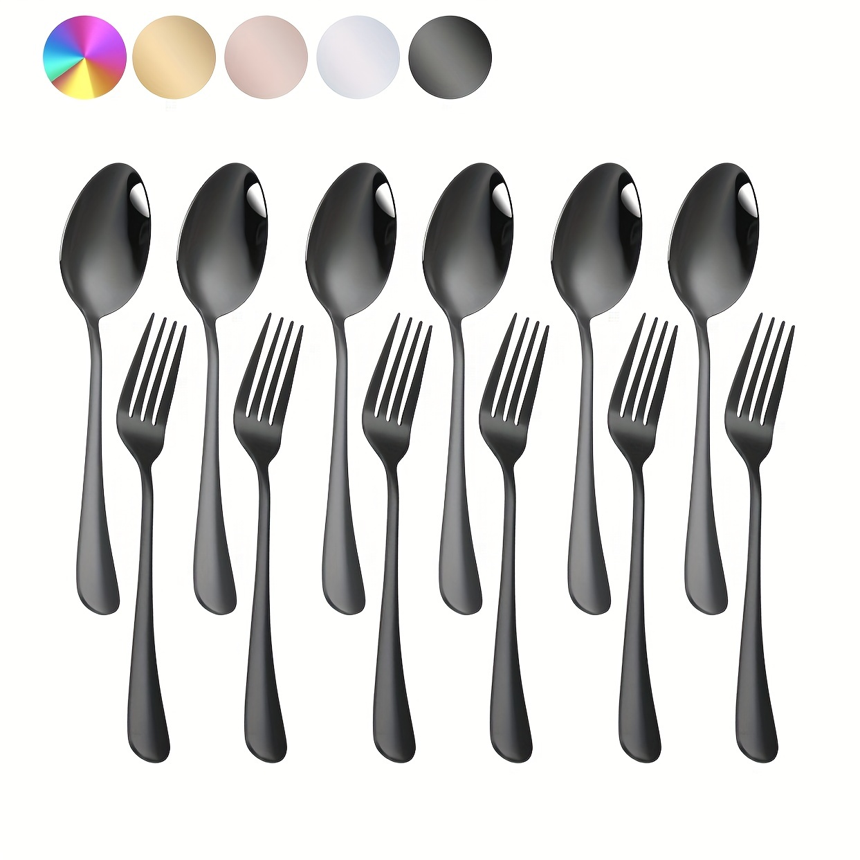 Matte Black Silverware Set, 40-Piece Stainless Steel Flatware Set Service  for 8, Satin Finish Tableware Cutlery Set for Home and Restaurant