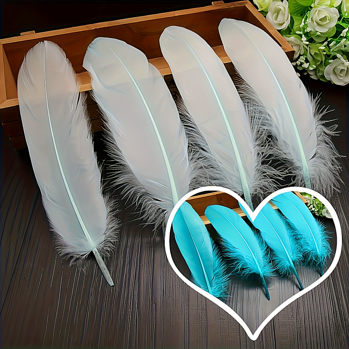 10pcs plumas plumas para artesanías Escenario Performance Prop Coser ropa Plumas  Decoración de fiesta de bodas Pluma blanca Pluma de bricolaje