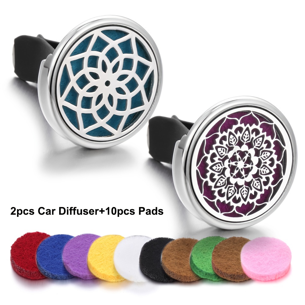 1pc Car Aromatherapy Diffuser Locket Car Clip Perfume Essential Oil  Diffuser Car Vent Clip Air Freshener Purifier With 10pcs Mixed Pads