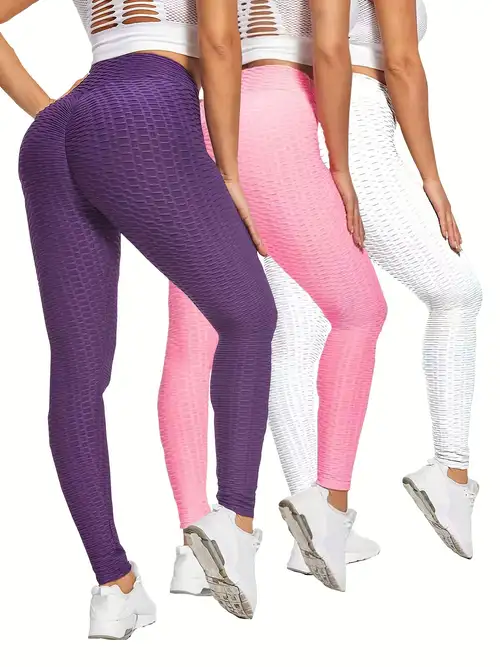 Solid Color Yoga Pants Pocket High Stretch Butt Lifting - Temu United  Kingdom