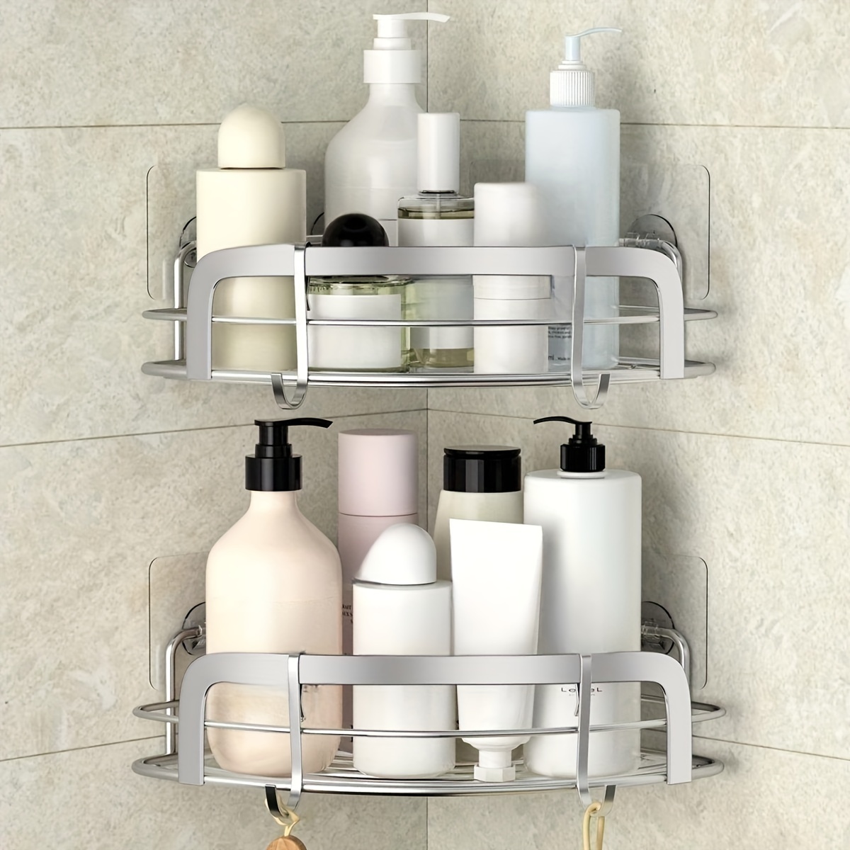 stusgo Shower Caddy, Self-Adhesive Shower Shelves No Drilling 5 Pack  Stainless Steel Bathroom Shower Caddy Wall Mounted Large Capacity Shower  Shelf