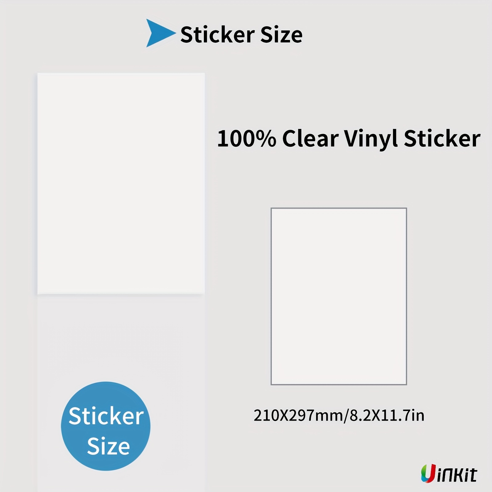 (20 Sheets) 100% Clear Sticker Paper For Inkjet Printer - Glossy 8.3*11.7in  - Printable Vinyl Sticker Paper For Cricut - Printable Sticker Paper 