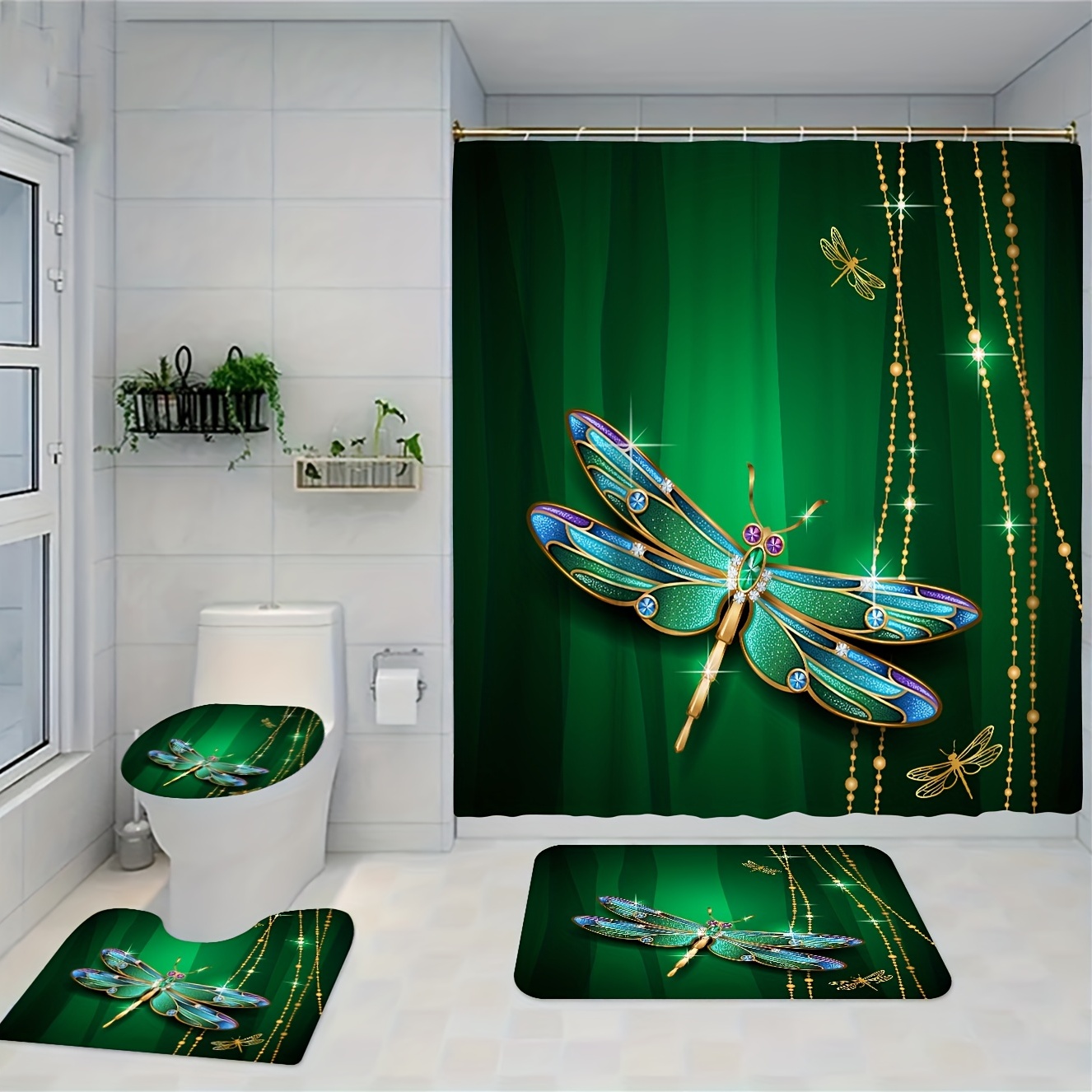 Shower Curtain Hook Decorative Dragonfly Shower Curtain - Temu Canada