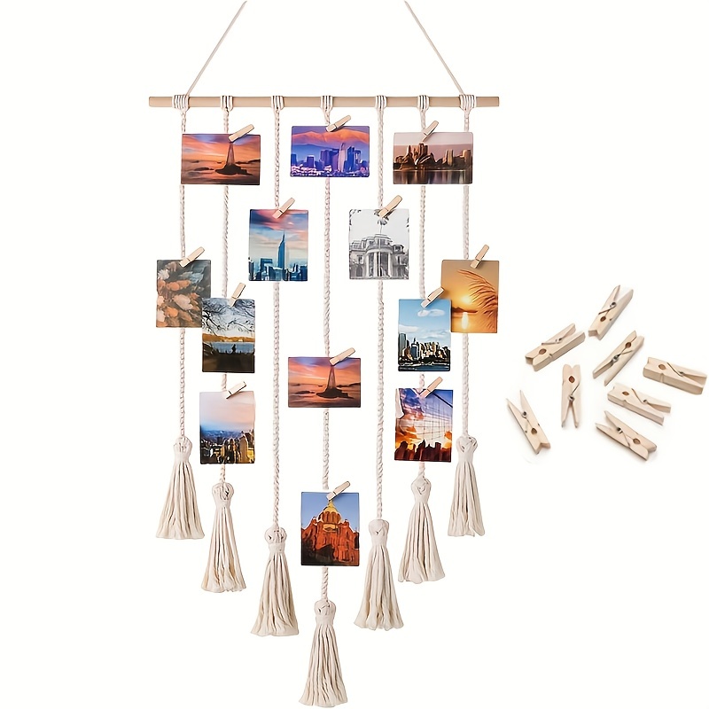 Hanging Photo Display Macrame, Wall Hanging Pictures Organizer, Boho Home  Office Decor, Wall Art Teen Girl Room Decor, With Wood Clips, Gift  Christmas Birthday Holiday Party Supplies Temu South Korea