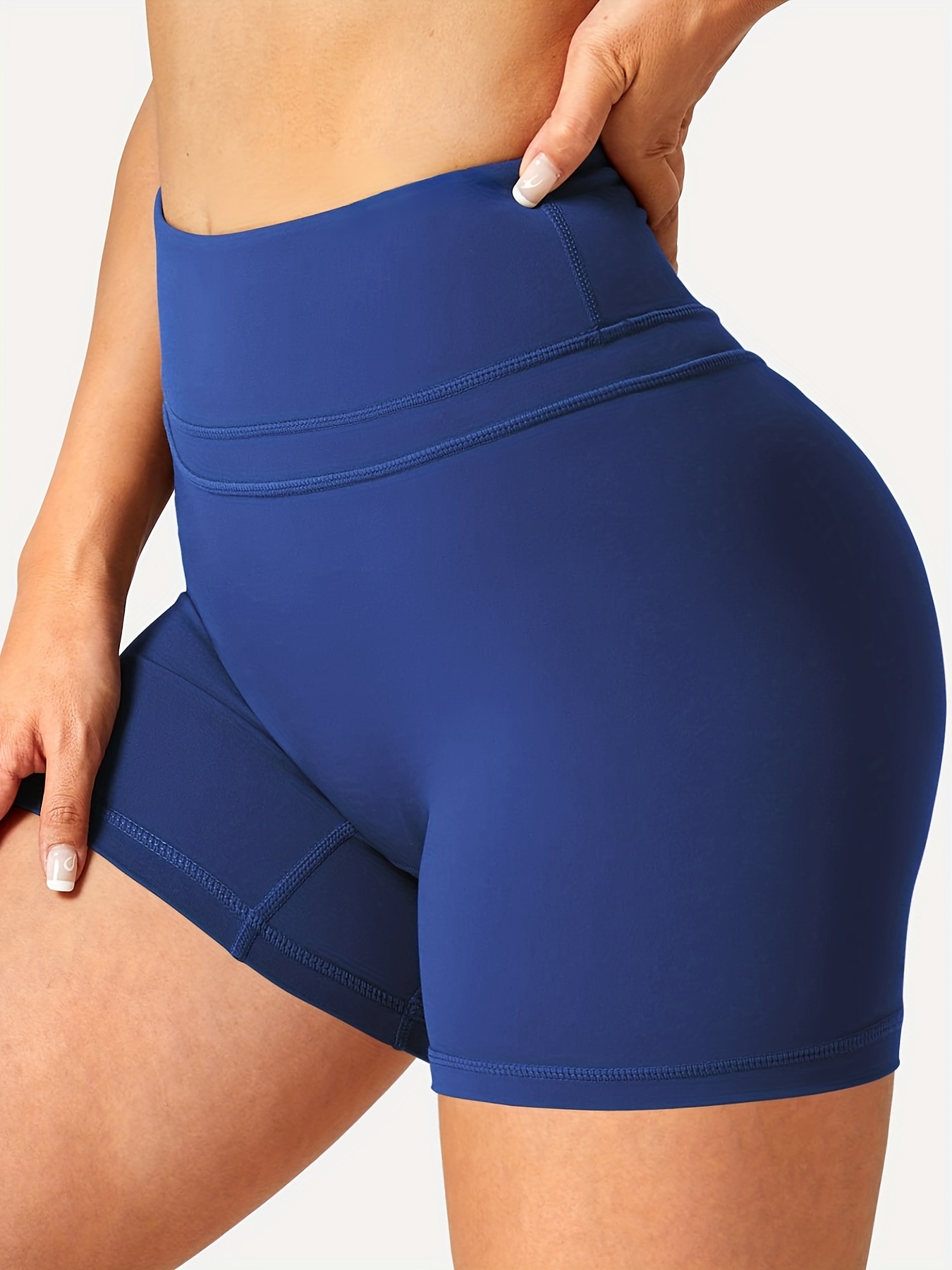 MRULIC yoga pants Women Seamless High Waist Shorts Biker Shorts Yoga  Workout Short Pants yoga pants women Dark blue + L 