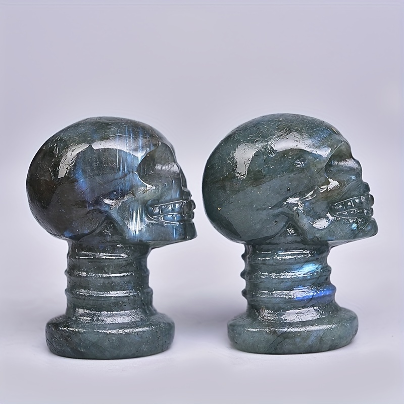 Labradorite Skeleton Head Carving Energy Meditation