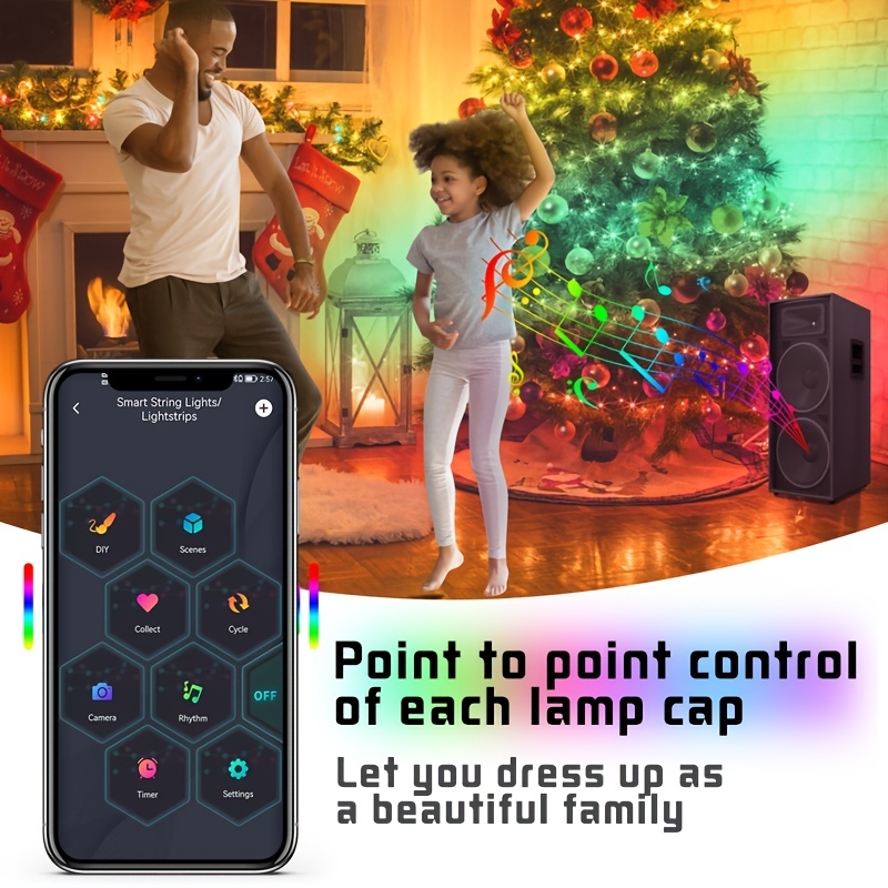 Smart DIY Christmas Tree LED String Lights APP Control Music Sync