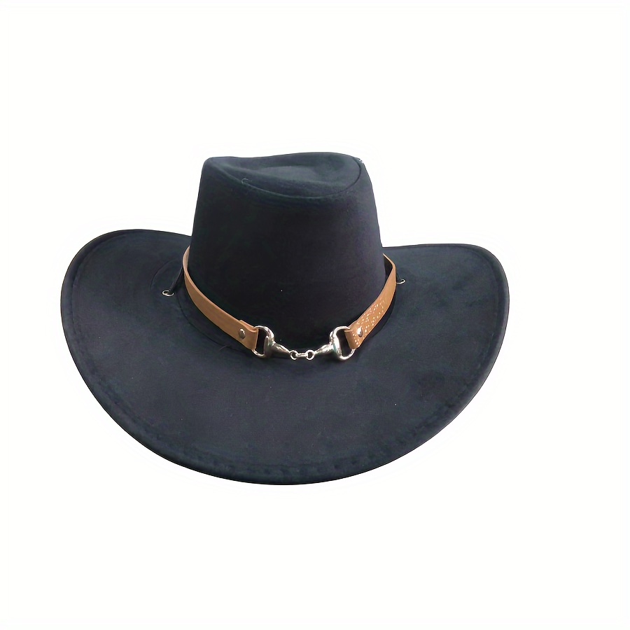 Lock Buckle Belt Western Cowboy Hat Vintage Solid Color Jazz