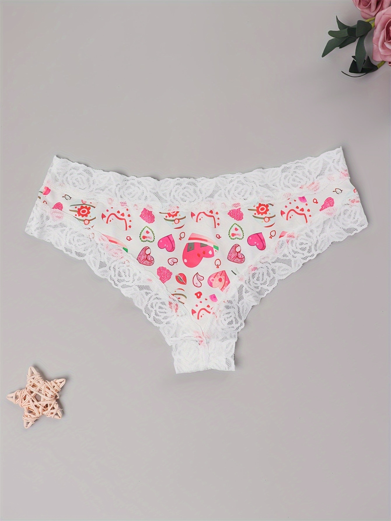 Blandoom Modern Undies Women's Valentine's Day Heart Printed Seamless  Breathable Low Waist Underwear Sexy Briefs (Style 3) Remote Panties for  Women