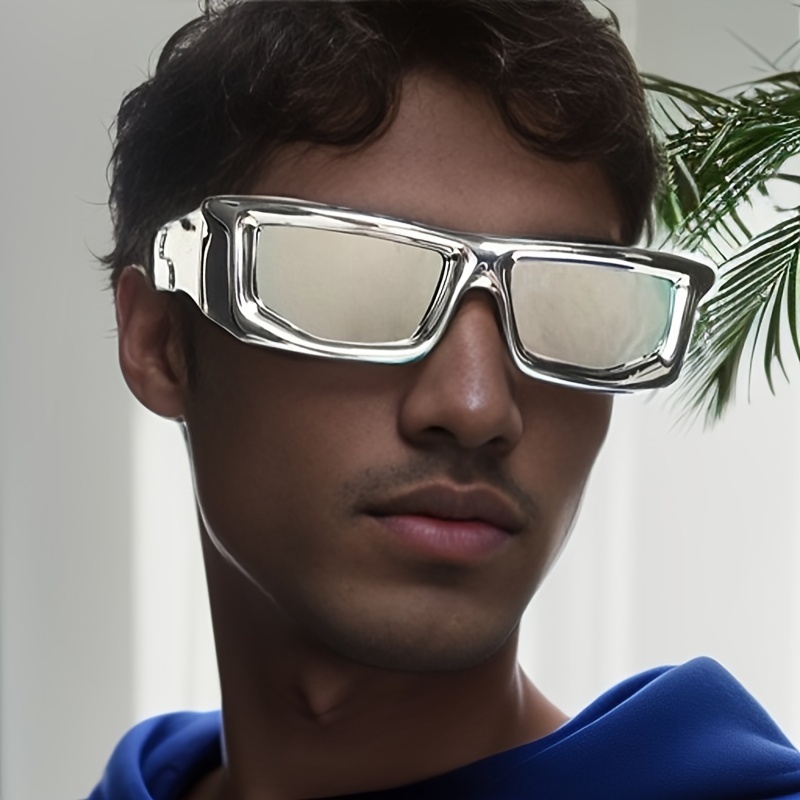 Y2k Futuristic Metal Hollow Sunglasses For Women Men Cyberpunk