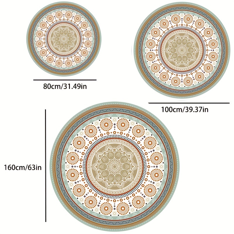  Lahome Boho Round Area Rugs - 6Ft Washable Circle Rugs for  Living Room Non-Slip Thin Throw Rug for Dining Room Table Large Floral  Print Distressed Round Carpet for Bedroom Kitchen Entryway
