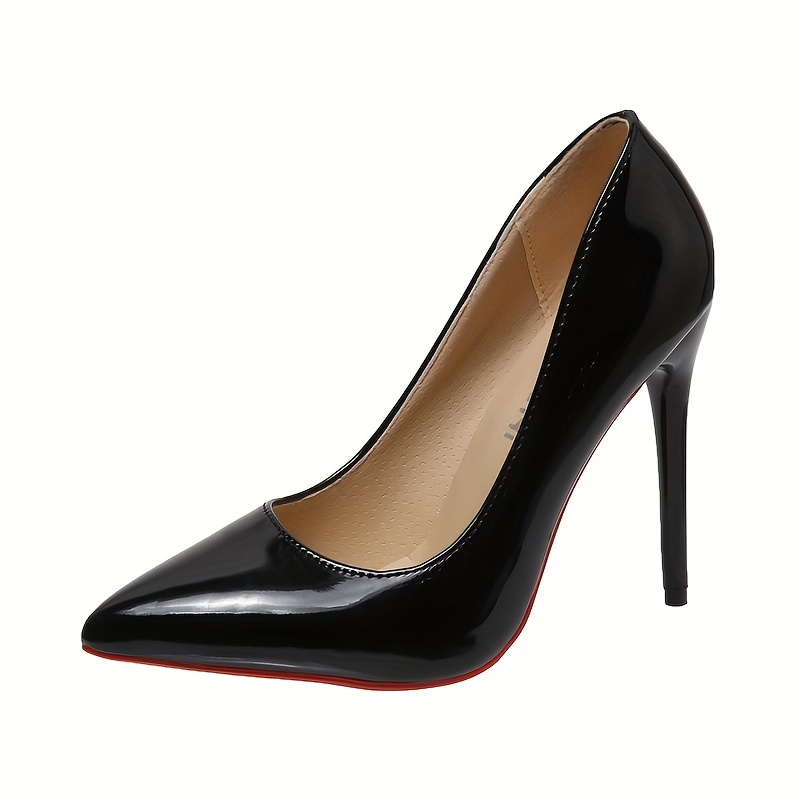 Black Patent Leather Luxury Classic Women Pumps Pointed Toe Thin