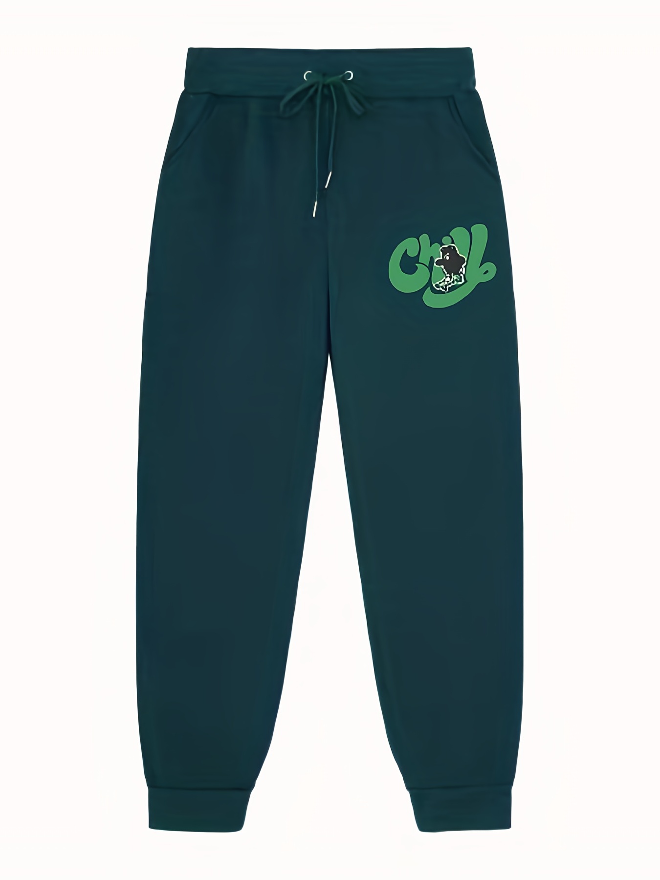 Chill Print Joggers Men's Casual Loose Fit Stretch Waist Drawstring Pants