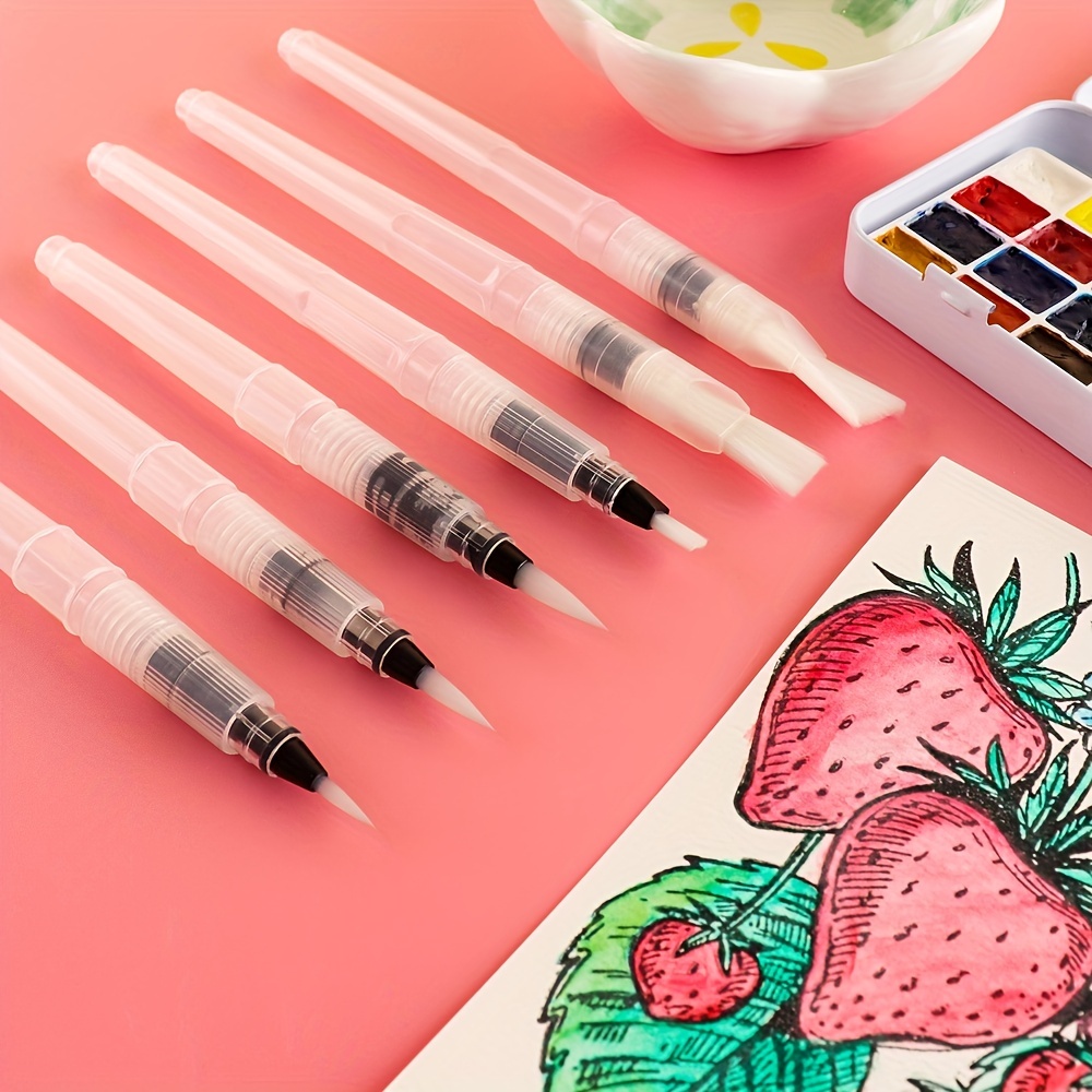 Arte en Casa-Set de 6 pinceles para acuarela con deposito de agua  Watercolor Brush Set MEEDEN en practico estuche