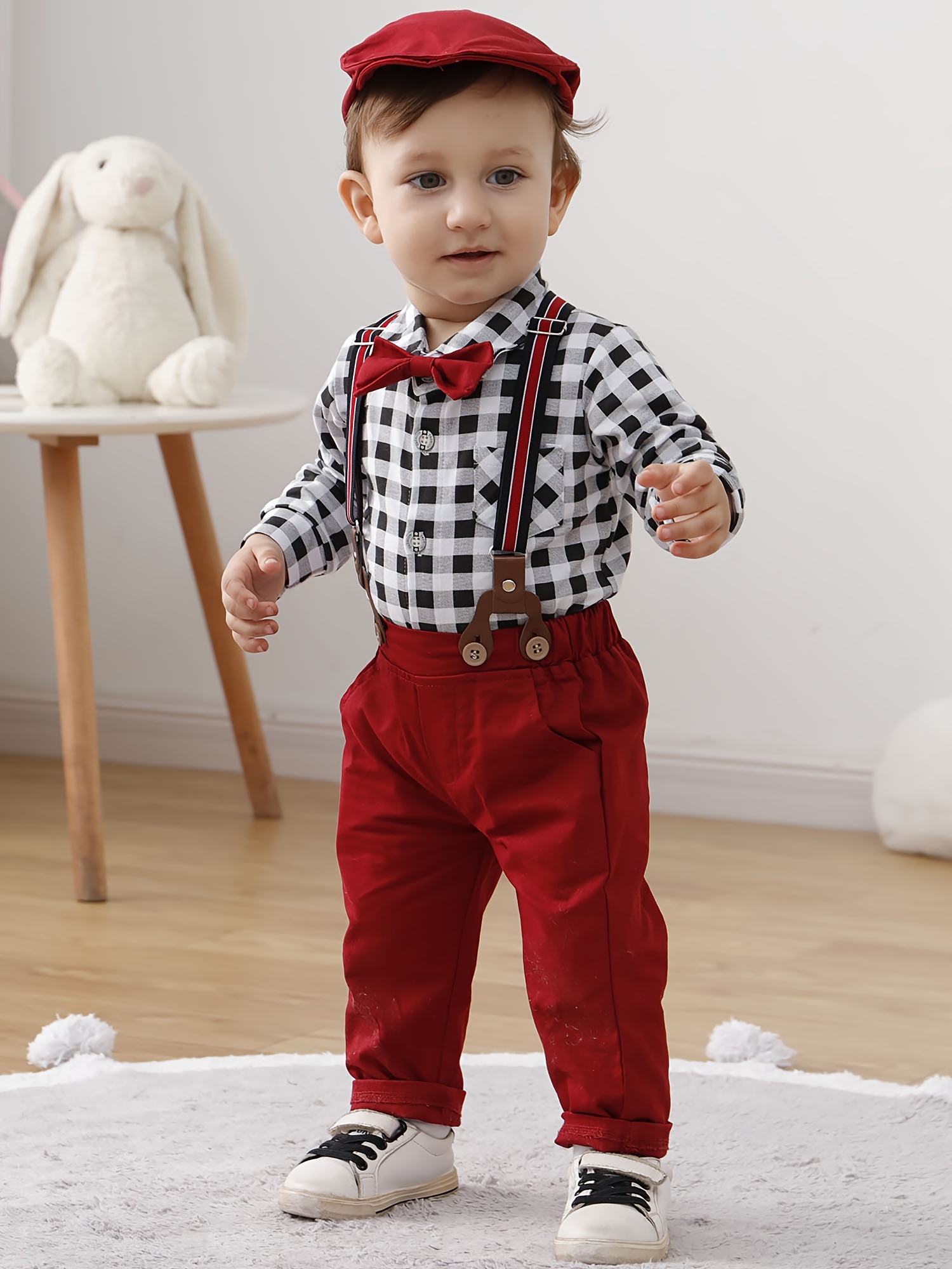 Ropa de bebé niño de 3 a 24 meses, conjunto de esmoquin para caballero para  bebé, traje de vestir con corbata de moño + pantalones con tirantes para