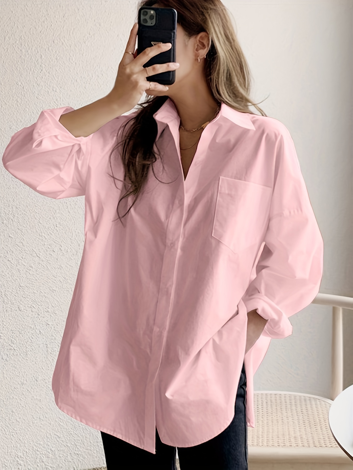 TIANZHU Plus Size Button Down Shirts Women Business Casual Top V Neck  Blouse Short Sleeve Outfit Women's Office Attire L Black NO PROCKET at   Women's Clothing store
