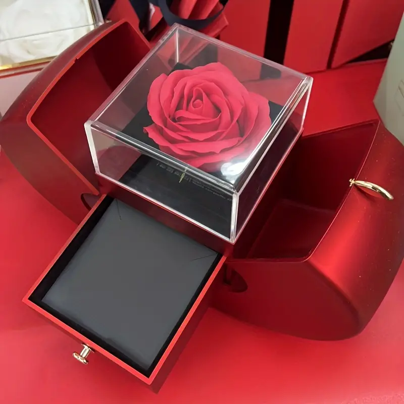 Valentine's Day Red Jewelry Box Necklace Eternal Rose - Temu