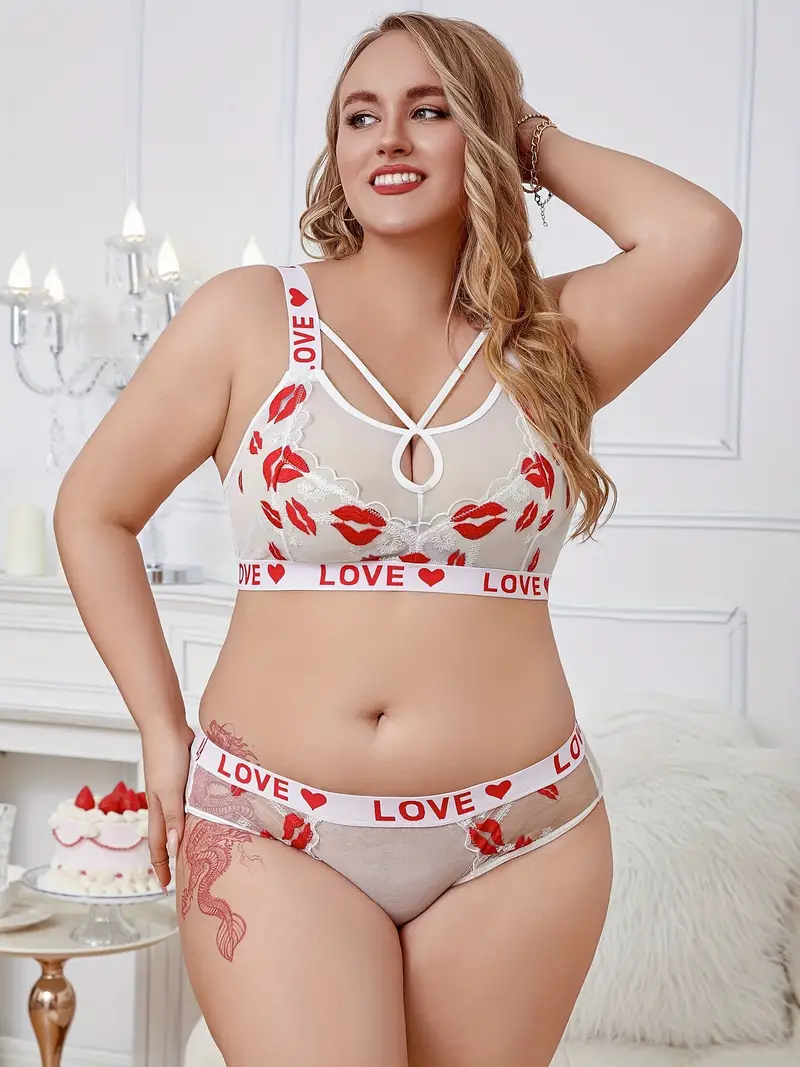 Plus Size Valentine's Day Sexy Lingerie Set Women's Plus - Temu Austria