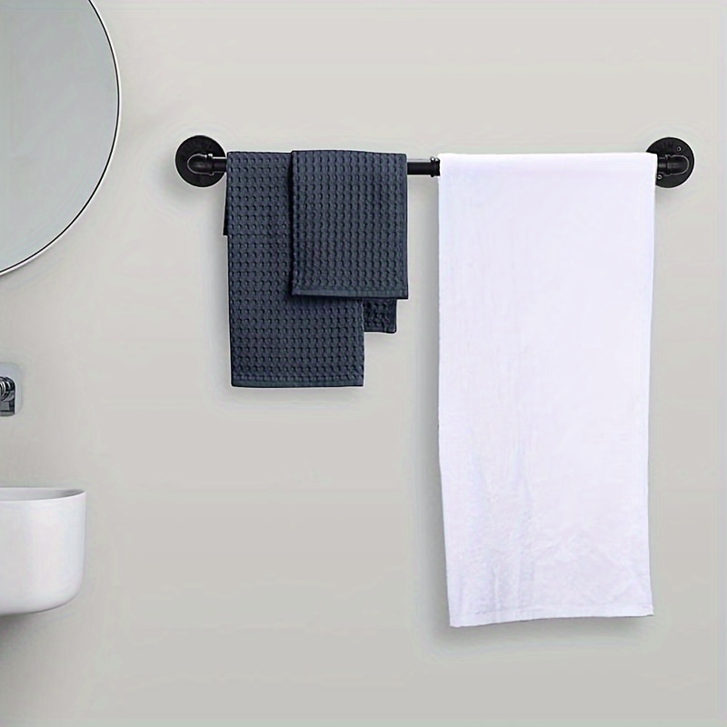 60cm Black Iron Bathroom Water Pipe Towel Rail | Wall Mounted Rack Towel Holder