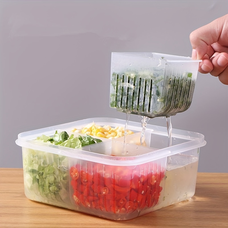Plastic Storage Containers, Fruit Storage Organizer Boxes with Lids, Food Prep Containers with 6 Small Boxes for Kitchen Fridge, Size: Food Storage