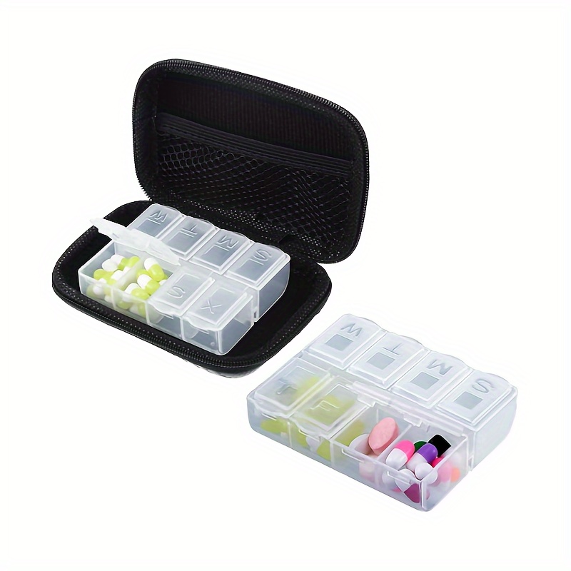 Pastillero de viaje organizador de medicamentos, pastillero portátil y  pastillero para bolso, organizador diario de píldoras, soporte para  vitaminas a