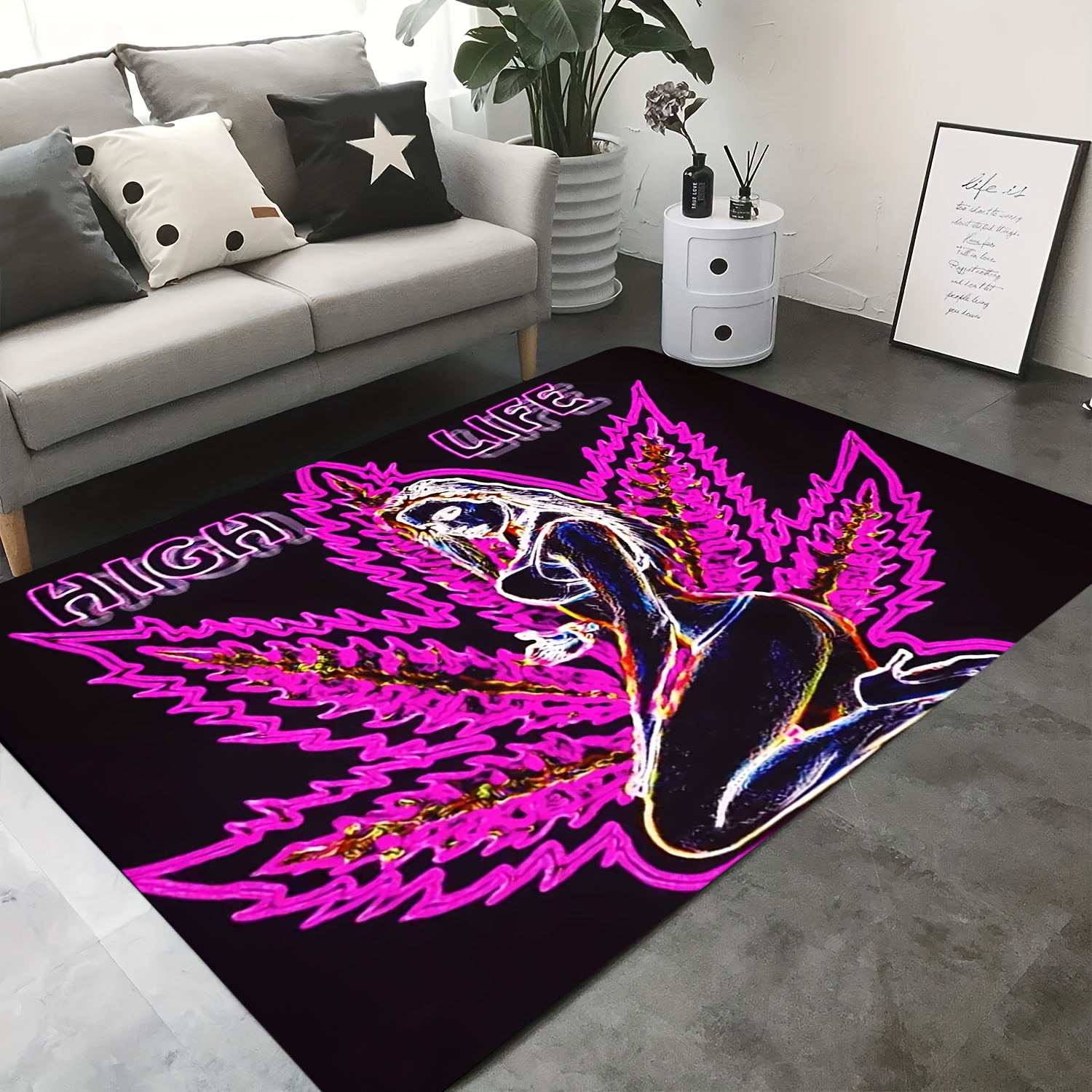 Flannel Neon Beauty Print Area Rug Large Anti slip Modern - Temu