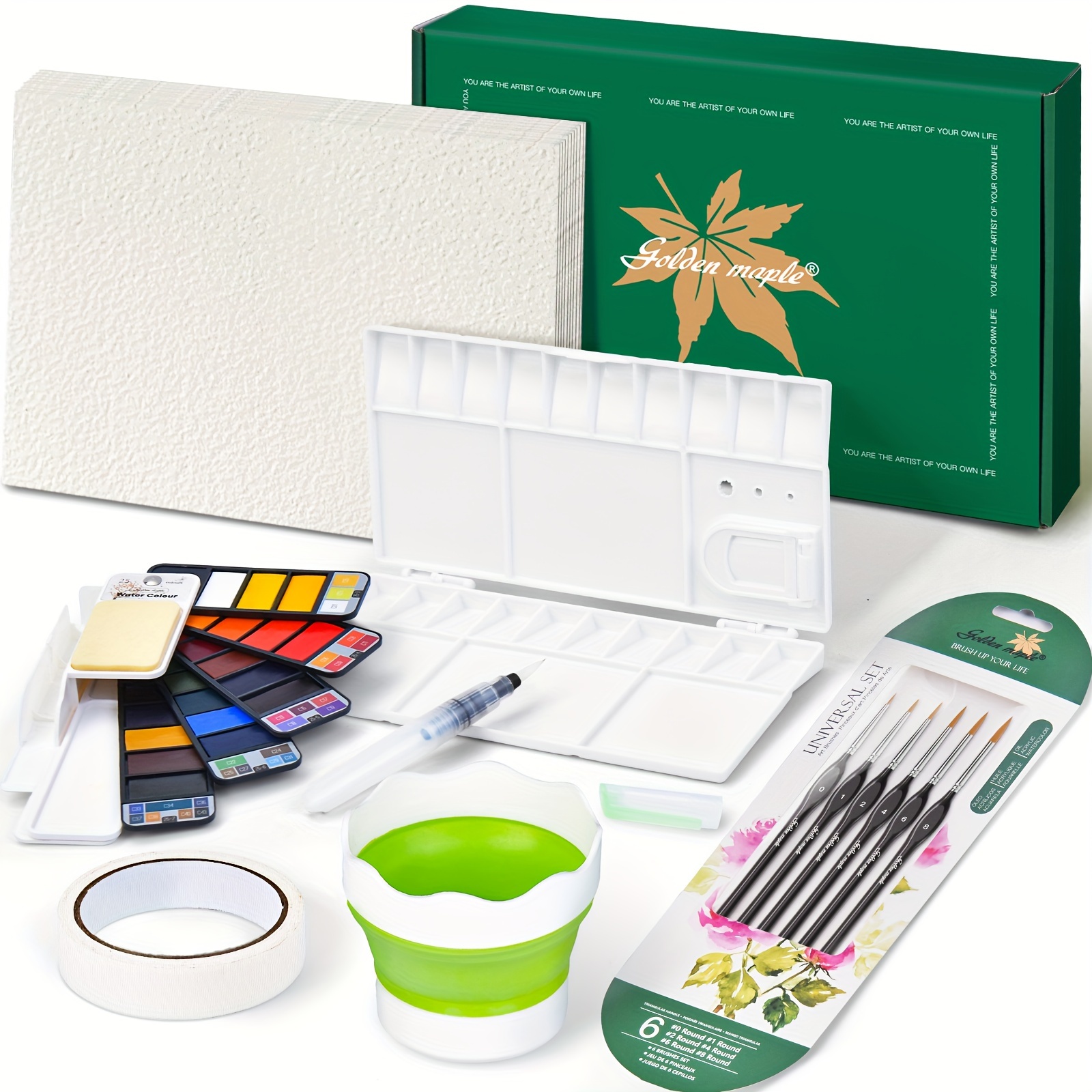 Meiliang 24/36 color solid watercolor paint set portable metal box wi –  AOOKMIYA