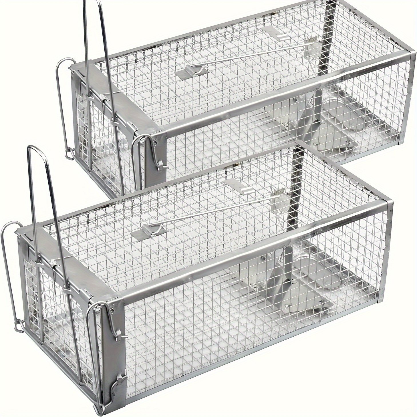 

1pc, Heavy-duty Metal Rat Trap Cage, 10.63in X 5.5in X 4.72in, Reusable Rodent Catcher With Auto Door Lock Bait Plate For Indoor Home Pest Control